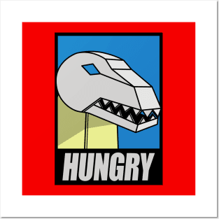 Funny Alien Dinosaur Robot Hungry 80's G1 Robot Cartoon Meme Posters and Art